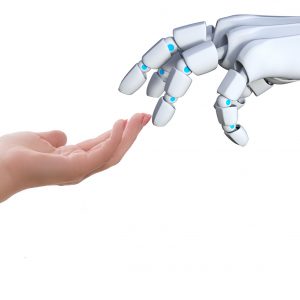 Hände Mensch und Roboter